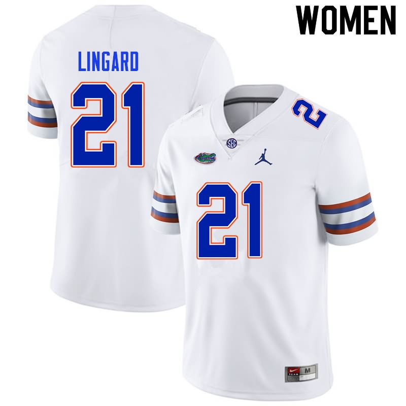 Women's NCAA Florida Gators Lorenzo Lingard #21 Stitched Authentic Nike White College Football Jersey NRW5565CW